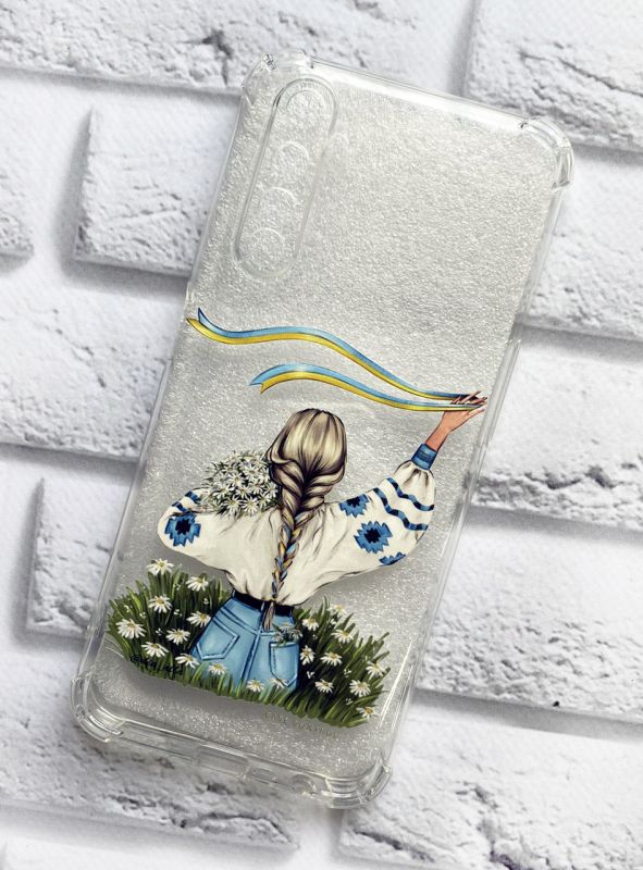Чохол з потовщеними кутами на Xiaomi Redmi 6 патріотичний дизайн Дівчина зі стрічкою принт 17