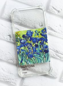 Чохол із потовщеними кутами на iPhone X / XS рельєфний дизайн Іриси принт 75