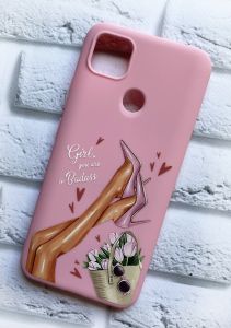 Силіконовий чохол на Xiaomi Redmi 9C / 10A рельєфний дизайн Ніжки принт 62 рожевий