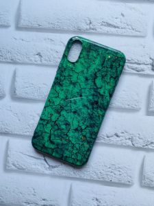 Мармуровий силіконовий чохол для iPhone X/XS Світло-зелений
