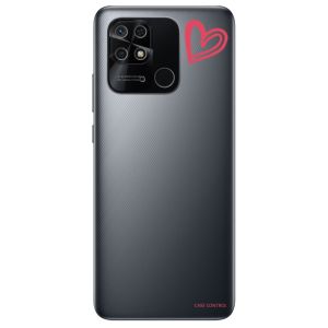 Прозорий чохол на Xiaomi Redmi 10C рельефный дизайн Сердечко червоне принт 46