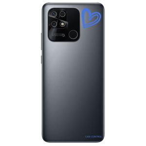 Прозорий чохол на Xiaomi Redmi 10C рельефный дизайн Сердечко синє принт 48