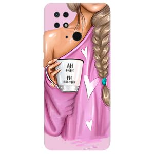 Чохол на Xiaomi Redmi 10C рельефный дизайн Дівчина з кавою принт 58