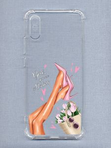 Чохол з потовщеними кутами на Xiaomi Redmi 9A  рельєфний дизайн Ніжки принт 62