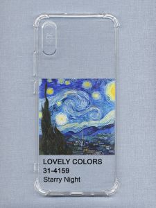 Чохол з потовщеними кутами на Xiaomi Redmi 9A  рельєфний дизайн Зоряна ніч принт 74