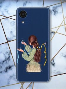 Прозорий чохол на Samsung Galaxy A03 Core / A032 патріотичний дизайн Дівчина з ластівками принт 16