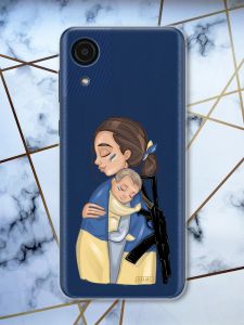 Прозорий чохол на Samsung Galaxy A03 Core / A032 патріотичний дизайн Дівчина з автоматом принт 20