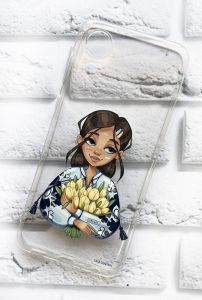 Прозорий чохол на Samsung Galaxy A03 Core / A032 патріотичний дизайн Дівчина з тюльпанами принт 22