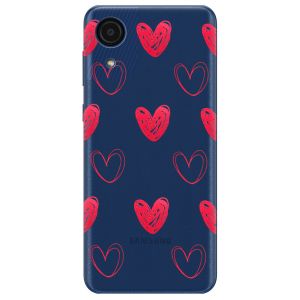 Прозорий чохол на Samsung Galaxy A03 Core / A032 рельєфний дизайн Сердечка червоні принт 77