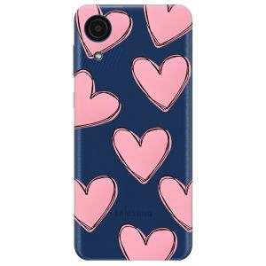 Прозорий чохол на Samsung Galaxy A03 Core / A032 рельєфний дизайн Сердечка рожеві принт 78