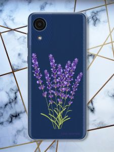 Прозорий чохол на Samsung Galaxy A03 Core / A032 рельєфний дизайн Лаванда принт 28