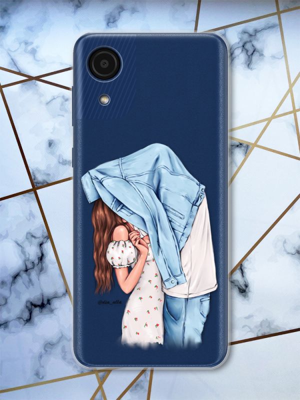 Прозорий чохол на Samsung Galaxy A03 Core / A032 рельєфний дизайн Поцілунок принт 33