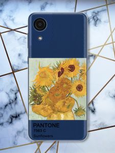 Прозорий чохол на Samsung Galaxy A03 Core / A032 рельєфний дизайн Соняхи принт 81