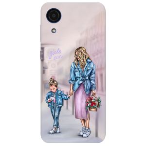 Чохол на Samsung Galaxy A03 Core / A032 рельєфний дизайн Мама і донька принт 56