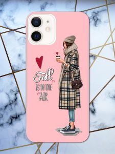 Матовий рожевий чохол на Apple iPhone 12 / 12 Pro (6.1) Дівчина з кавою принт 59