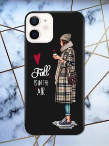 Матовий чорний чохол на Apple iPhone 12 / 12 Pro (6.1) Дівчина з кавою принт 59