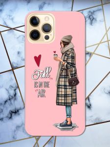Матовий рожевий чохол на Apple iPhone 12 Pro Max Дівчина з кавою принт 59