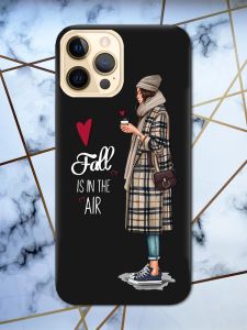 Матовий чорний чохол на Apple iPhone 12 Pro Max Дівчина з кавою принт 59