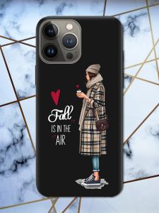 Матовий чорний чохол на Apple iPhone 13 Pro Дівчина з кавою принт 59