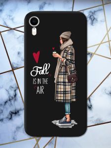 Матовий чорний чохол на Apple iPhone XR Дівчина з кавою принт 59