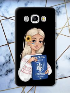 Матовий чорний чохол на Samsung Galaxy J5(2016) J510 патріотичний дизайн Дівчина з паспортом принт 13