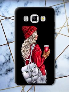 Матовий чорний чохол на Samsung Galaxy J5(2016) J510 рельєфний дизайн Дівчина з рюкзаком принт 9