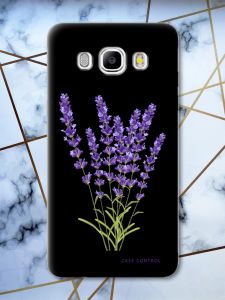 Матовий чорний чохол на Samsung Galaxy J5(2016) J510 рельєфний дизайн Лаванда принт 28
