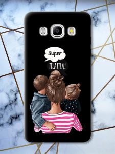 Матовий чорний чохол на Samsung Galaxy J5(2016) J510 рельєфний дизайн Супер Мама принт 29