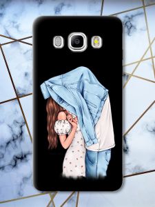 Матовий чорний чохол на Samsung Galaxy J5(2016) J510 рельєфний дизайн Поцілунок принт 33