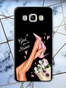 Матовий чорний чохол на Samsung Galaxy J5(2016) J510 рельєфний дизайн Ніжки принт 62
