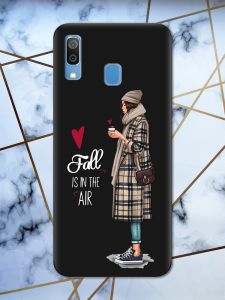 Матовий чорний чохол на Samsung Galaxy А30 (2019) / А20 (2019) Дівчина з кавою принт 59