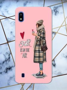 Матовий рожевий чохол на Samsung Galaxy А10 (2019) А105 Дівчина з кавою принт 59