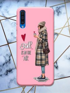 Матовий рожевий чохол на Samsung Galaxy А50 (2019) А505 Дівчина з кавою принт 59