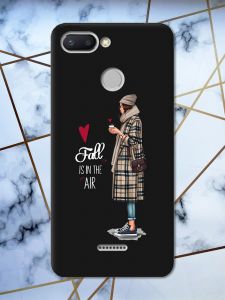 Матовий чорний чохол на Xiaomi Redmi 6 Дівчина з кавою принт 59