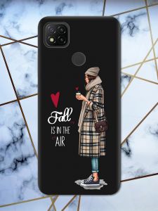 Матовий чорний чохол на Xiaomi Redmi 9C / 10A Дівчина з кавою принт 59