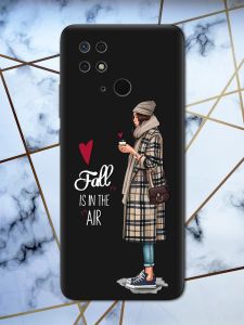 Матовий чорний чохол на Xiaomi Redmi 10C Дівчина з кавою принт 59