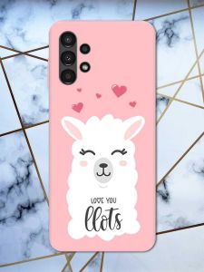 Матовий рожевий чохол на Samsung A13 4G рельєфний дизайн Лама принт 94