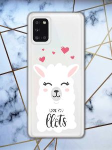 Прозорий чохол на Samsung A31 рельєфний дизайн Лама принт 94