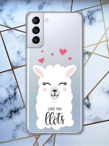 Прозорий чохол для Samsung Galaxy S21 (G991)  рельєфний дизайн Лама принт 94