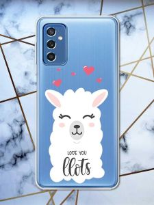 Прозорий чохол на Samsung Galaxy M52 рельєфний дизайн Лама принт 94