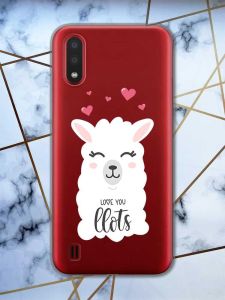 Прозорий чохол для Samsung Galaxy A01  рельєфний дизайн Лама принт 94