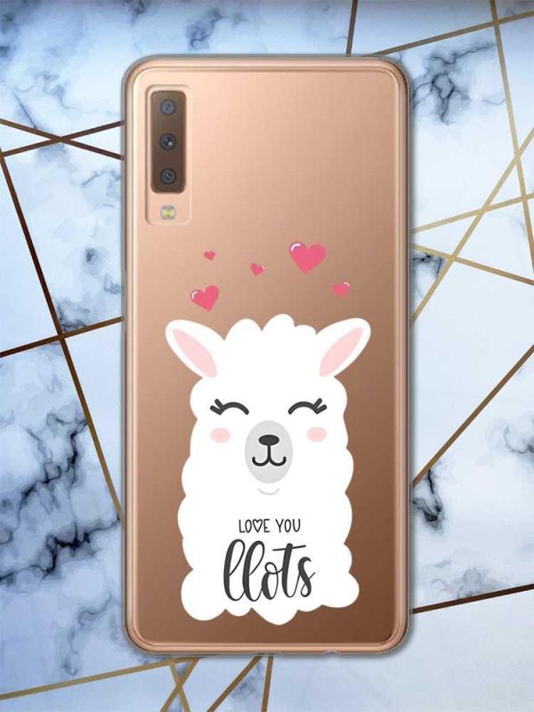 Прозорий чохол на Samsung Galaxy A7(2018) A750 рельєфний дизайн Лама принт 94