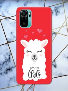 Матовий червоний чохол на Xiaomi Redmi Note 10 / Note 10s рельєфний дизайн Лама принт 94