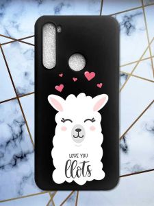 Матовий чорний чохол на Xiaomi Redmi Note 8 рельєфний дизайн Лама принт 94