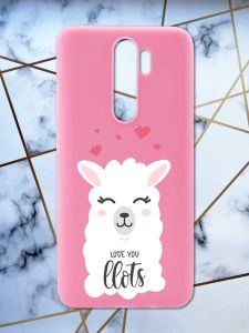 Матовий рожевий чохол на Xiaomi Redmi Note 8 Pro рельєфний дизайн Лама принт 94