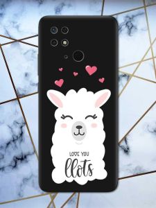 Матовий чорний чохол на Xiaomi Redmi 10C рельєфний дизайн Лама принт 94