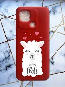 Матовий червоний чохол на Xiaomi Redmi 10C рельєфний дизайн Лама принт 94