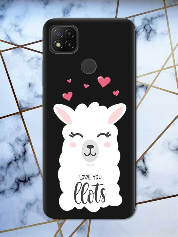 Матовий чорний чохол на Xiaomi Redmi 9C / 10A рельєфний дизайн Лама принт 94