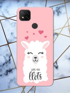 Матовий рожевий чохол на Xiaomi Redmi 9C / 10A рельєфний дизайн Лама принт 94