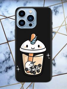 Матовий чорний чохол на Apple iPhone 13 Pro Max дизайн Коктейль Єдиноріг принт 96